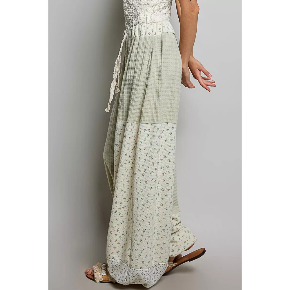 POL Patchwork Mixed Knit Wide Leg Pants - Picture 2 of 7